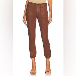 PAIGE Women’s Mayslie Jogger Cognac Luxe Coating 28 Revolve Denim Ankle Zip